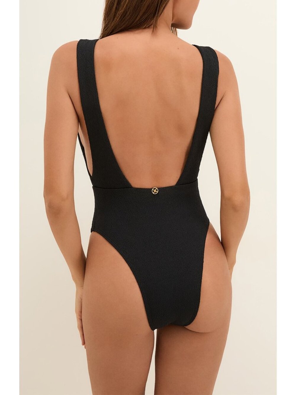 VIX Paula Hermanny Fir Elisa Candice BLACK One-Piece Swimsuit SIZE L NWOT - Picture 2 of 11